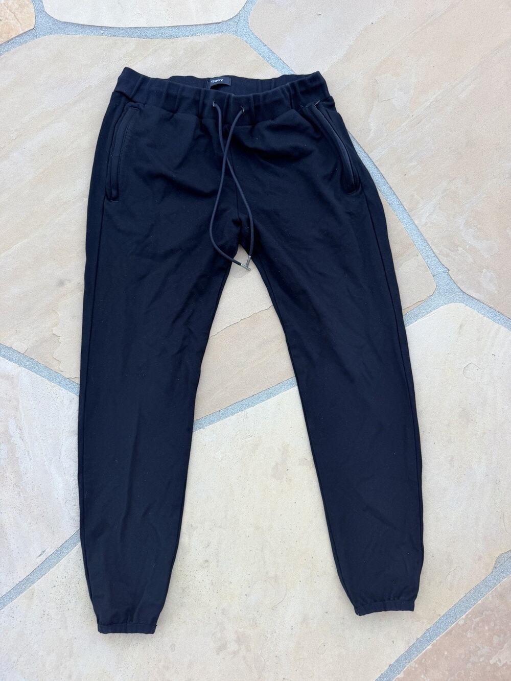Theory Black Jersey Knit Joggers Size Small
